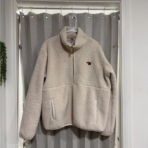 Ivory/White Sherpa Unisex Half-Zip Fleece (sorry about the lighting)